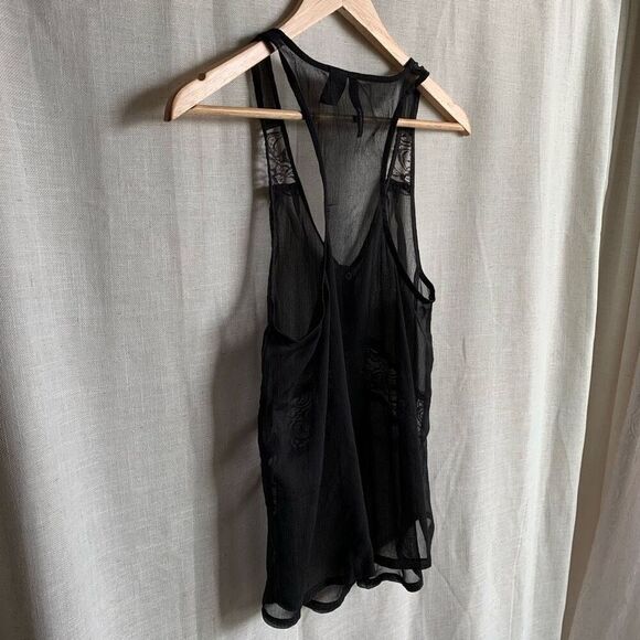 Vintage O’Neill Black Sheer Lace Tank Top Y2K Boho Festival Layering Piece - Picture 4 of 16
